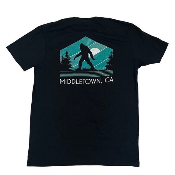 Koontz Mercantile Middletown CA Sasquatch black teal short sleeve t shirt - Picture 2 of 7
